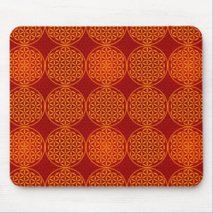 Blume des Lebens - Muster der Briefmarke - orange Mousepad