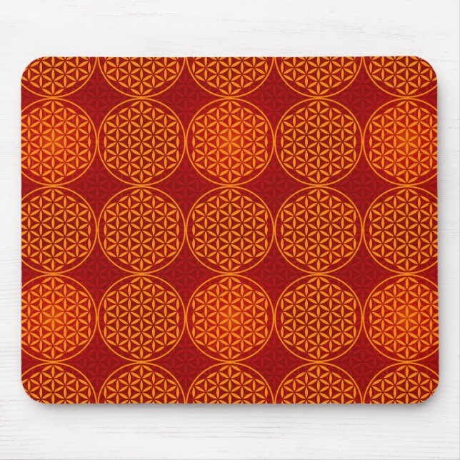 Blume des Lebens - Muster der Briefmarke - orange Mousepad (Vorne)