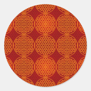 Blume des Lebens - Muster der Briefmarke - orange Runder Aufkleber