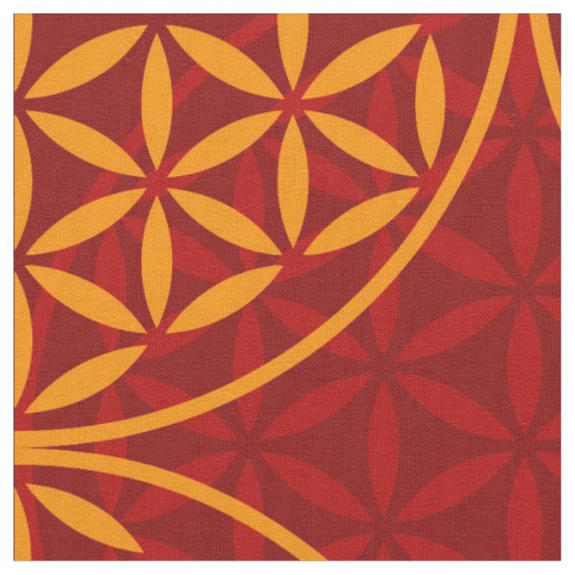 Blume des Lebens - Muster der Briefmarke - orange Stoff (Nahaufnahme)