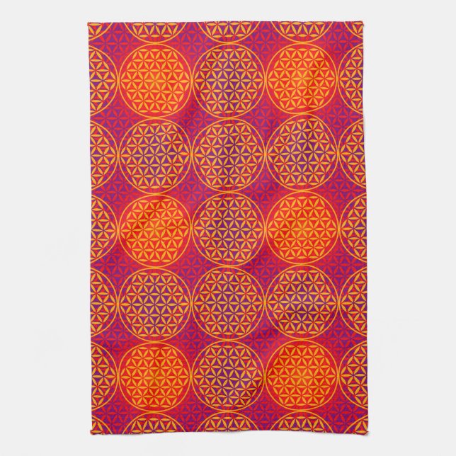 Blume des Lebens - Muster der Briefmarke - orangef Handtuch (Vertikal)