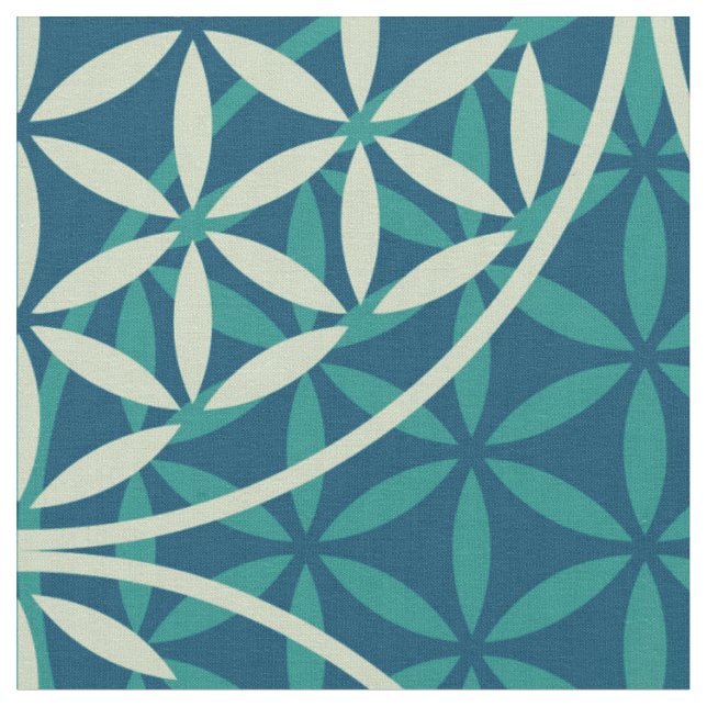 Blume des Lebens - Muster der Briefmarke - Zyanbla Stoff (Nahaufnahme)