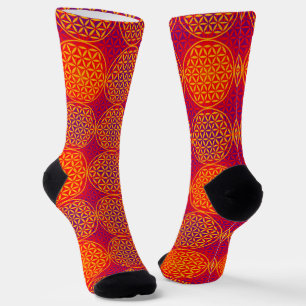 BLUME DES LEBENS - orange rosa Muster Socken