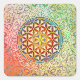 Blume des Lebens - Ornament I Quadratischer Aufkleber