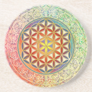 Blume des Lebens - Ornament I Sandstein Untersetzer