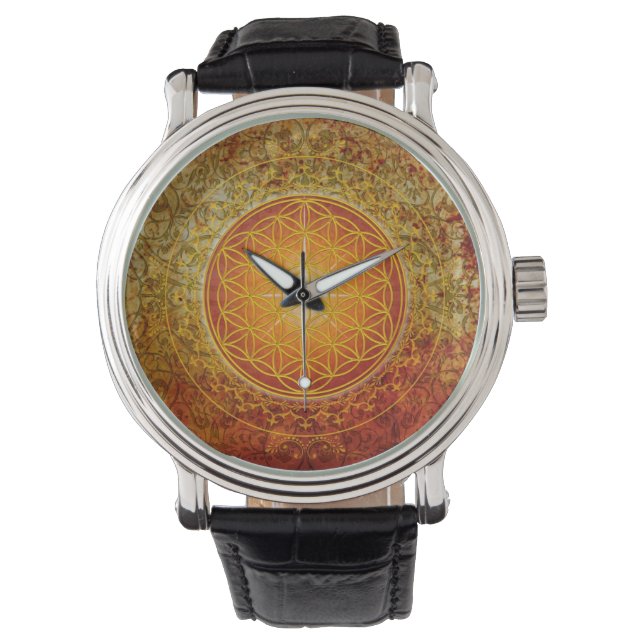 Blume des Lebens - Ornament III Armbanduhr (Vorderseite)
