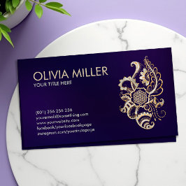 Blume des Lebens Ornament - Perle und Gold Visitenkarte