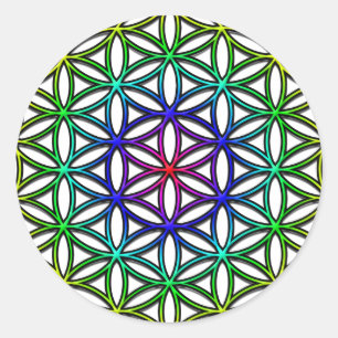 Blume des Lebens (Regenbogen) Symbol der heiligen  Runder Aufkleber