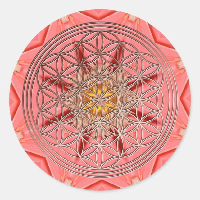 Blume des Lebens Runder Aufkleber (Vorderseite)