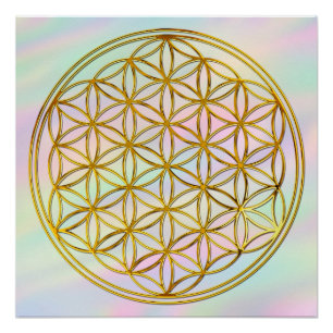 BLUME DES LEBENS - Sacred Geometry Symbol Gold 1 Poster
