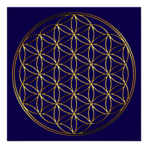BLUME DES LEBENS - Sacred Geometry Symbol gold 2 Poster