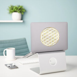 BLUME des Lebens - Sakrale Geometrie Symbol Gold 2 Aufkleber