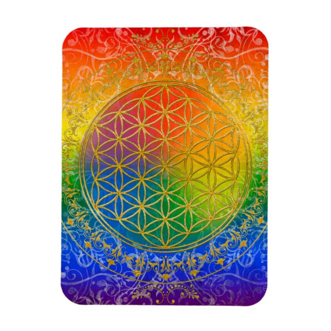 Blume des Lebens - Schmuckgold Magnet (Vertikal)