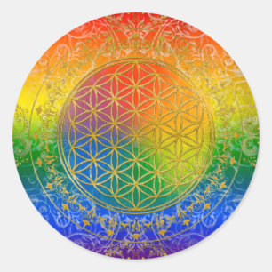 Blume des Lebens - Schmuckgold Runder Aufkleber