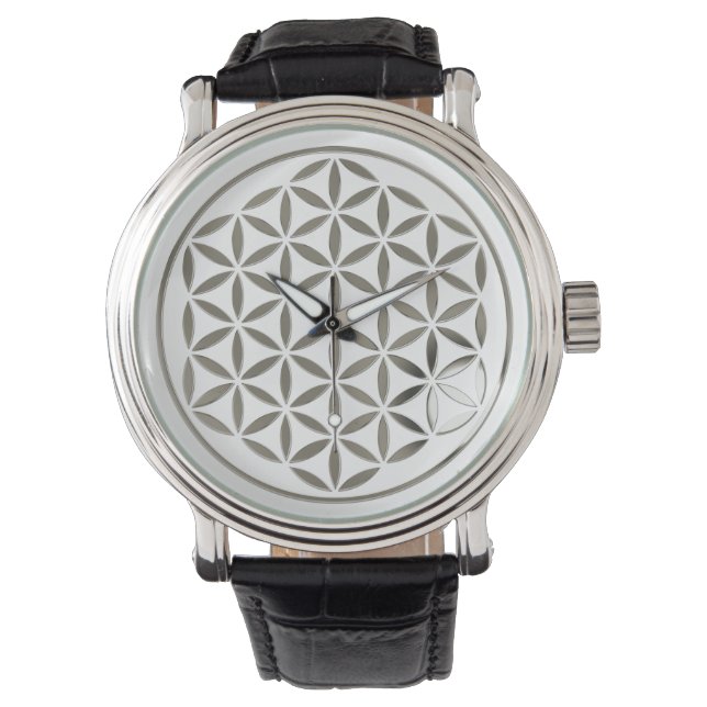 Blume des Lebens - Silber - Briefmarke Armbanduhr (Vorderseite)