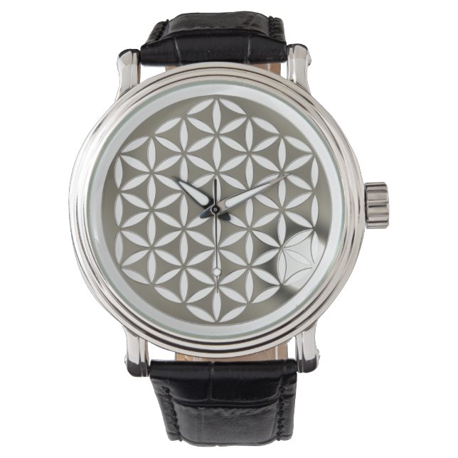 Blume des Lebens - silber - gelockt Armbanduhr (Vorderseite)