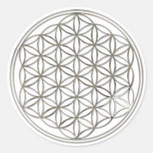 BLUME DES LEBENS - silber Runder Aufkleber