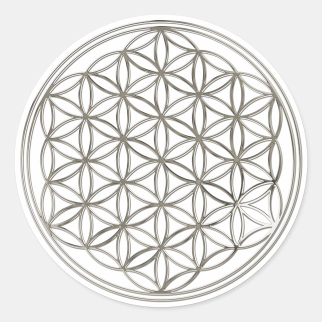 BLUME DES LEBENS - silber Runder Aufkleber (Vorderseite)