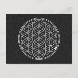 Blume des Lebens   silber, schwarzer Spritzer Postkarte