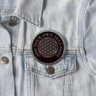 Blume des Lebens - silberfarben Button