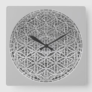 BLUME DES LEBENS - Silbermedaille Quadratische Wanduhr