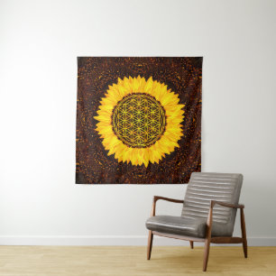 Blume des Lebens - Sonnenblume #2 Wandteppich