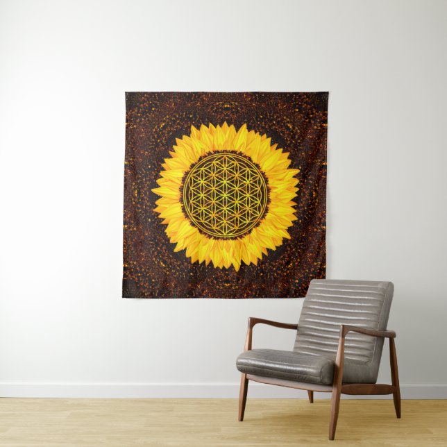 Blume des Lebens - Sonnenblume #2 Wandteppich (Beispiel)
