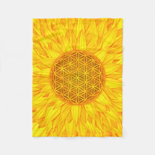 Blume des Lebens - Sonnenblume #3 Fleecedecke (Vorderseite)