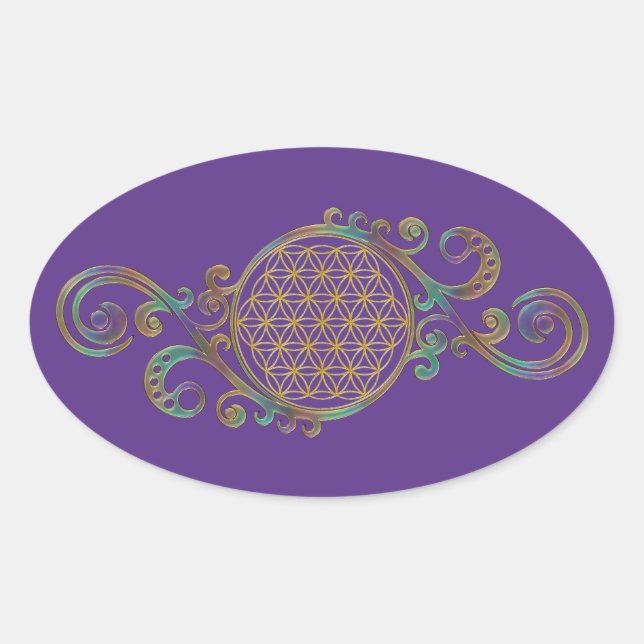 Blume des Lebens - Spiralschmuck 1 Ovaler Aufkleber (Vorderseite)