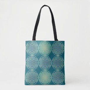 Blume des Lebens - Stempel Muster - cyanblau Tasche
