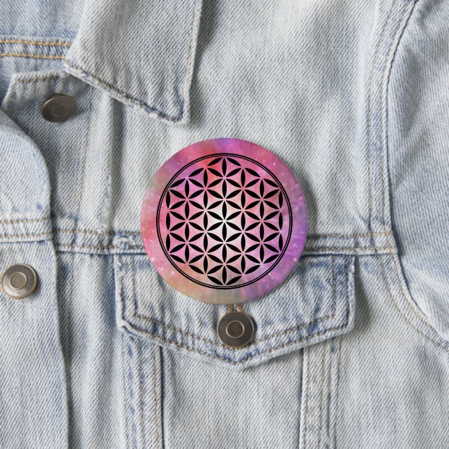 BLUME DES LEBENS - Symbol der heiligen Geometrie,  Button (Beispiel)