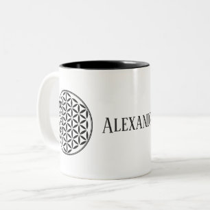 BLUME DES LEBENS - Symbol der heiligen Geometrie,  Zweifarbige Tasse