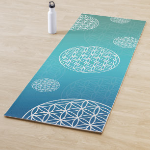 Blume des Lebens Türkis/Blau Yogamatte