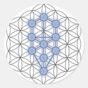 Blume des Lebens und des Lebensbaums. Runder Aufkleber