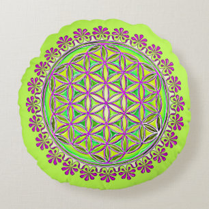 Blume des Lebens - Vintage Blossom - Ornamente 2 Rundes Kissen