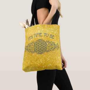 Blume des Lebens - Vintage Ornamente blau gold Tasche