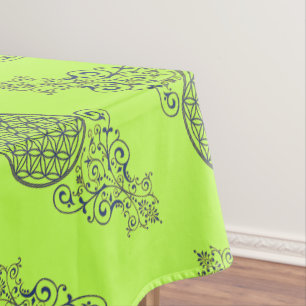 Blume des Lebens - Vintage Ornamente - blaues Gold Tischdecke