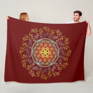 Blume des Lebens - Vintage Ornamente Mandala 1 Fleecedecke