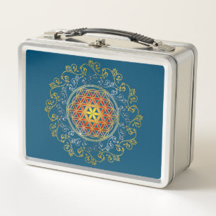 Blume des Lebens - Vintage Ornamente Mandala 1 Metall Brotdose