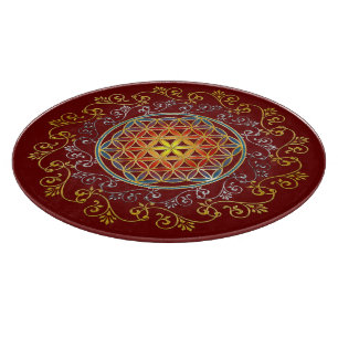 Blume des Lebens - Vintage Ornamente Mandala 1 Schneidebrett