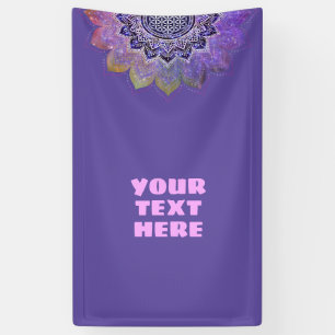 Blume des Lebens - Vintage Style Galaxie Weltraum Banner