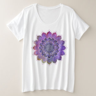 Blume des Lebens - Vintage Style Galaxie Weltraum  Große Größe T-Shirt