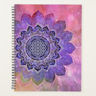 Blume des Lebens - Vintage Style Galaxie Weltraum Planer