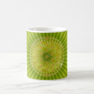 Blume des Lebens   Wiestigrün radial BG Kaffeetasse