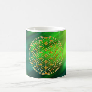 Blume des Lebens Wiestiwaves green BG Kaffeetasse