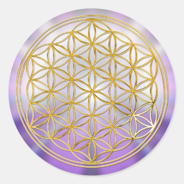 Blume des Lebens Yantra Runder Aufkleber (Vorderseite)