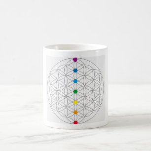Blume des Lebensdesigns und 7 Chakras-Regenbogenfa Kaffeetasse