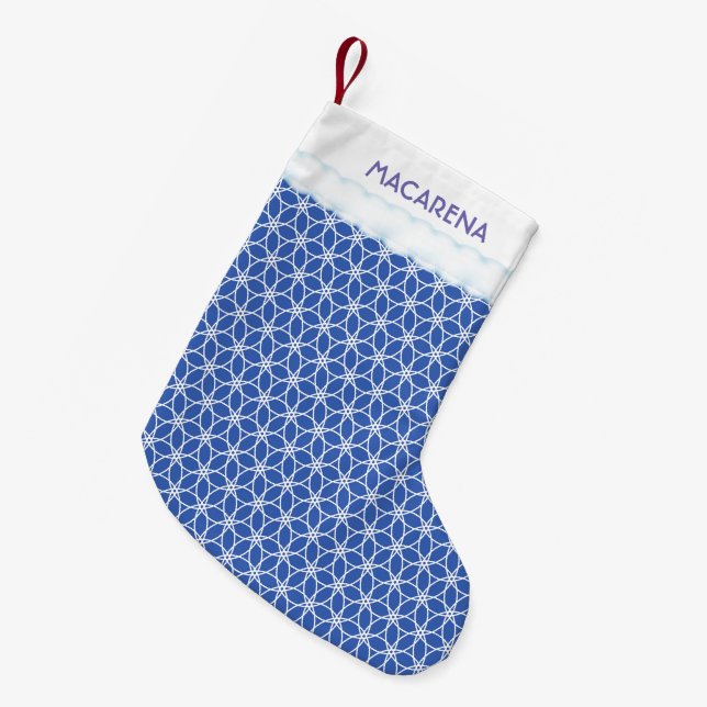 Blume des Lebensmusters auf hellblau Kleiner Weihnachtsstrumpf (Vorderansicht (hängend))