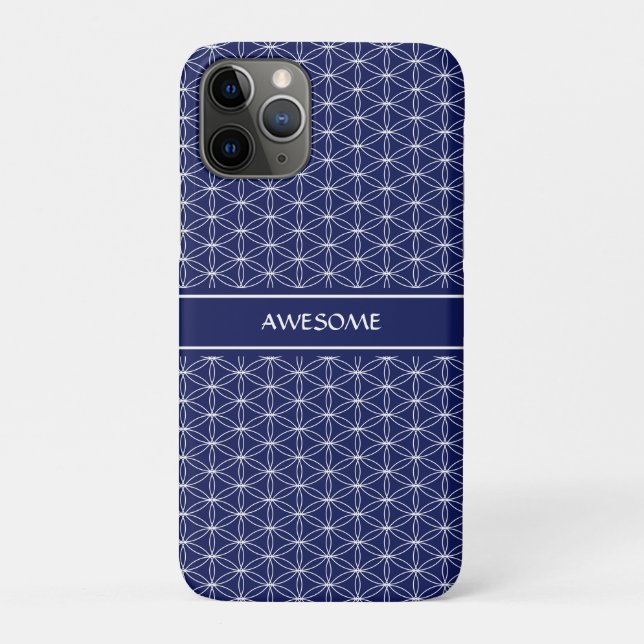 Blume des Lebensmusters auf Navy Blue Case-Mate iPhone Hülle (Rückseite)
