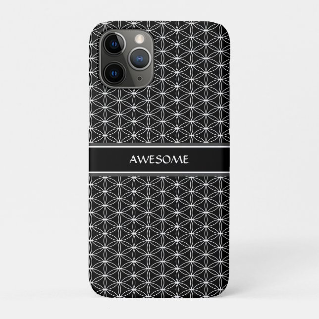 Blume des Lebensmusters auf schwarz Case-Mate iPhone Hülle (Rückseite)